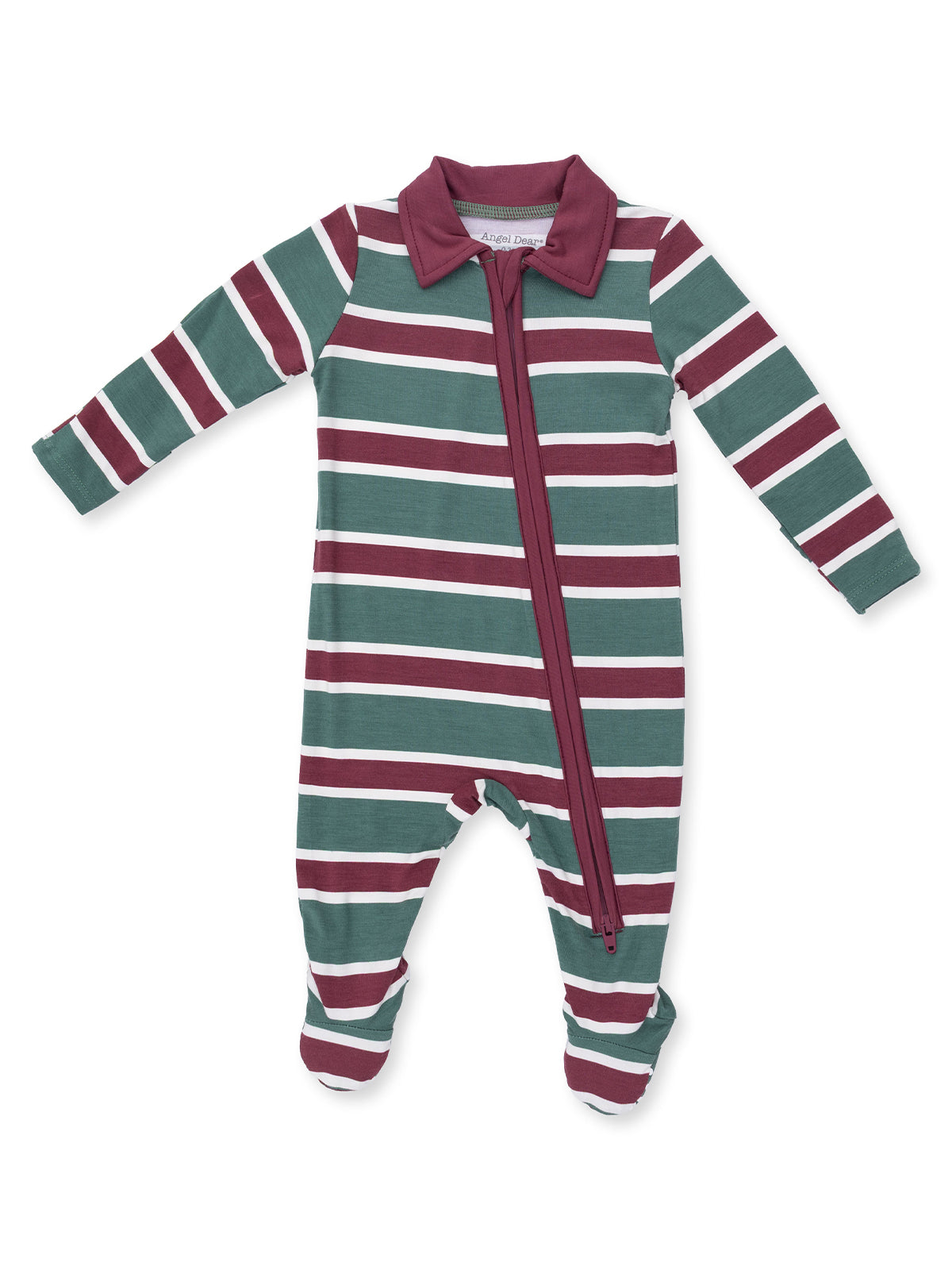 Polo 2-Way Zip Footie, Rugby Stripe Green