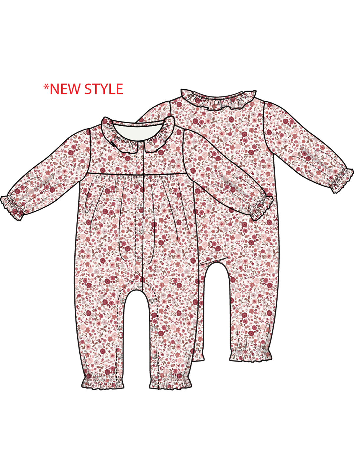 Ruffle Collar Romper, Serene Floral