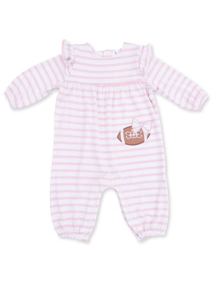 Ruffle Sleeve Romper, Football Stripe