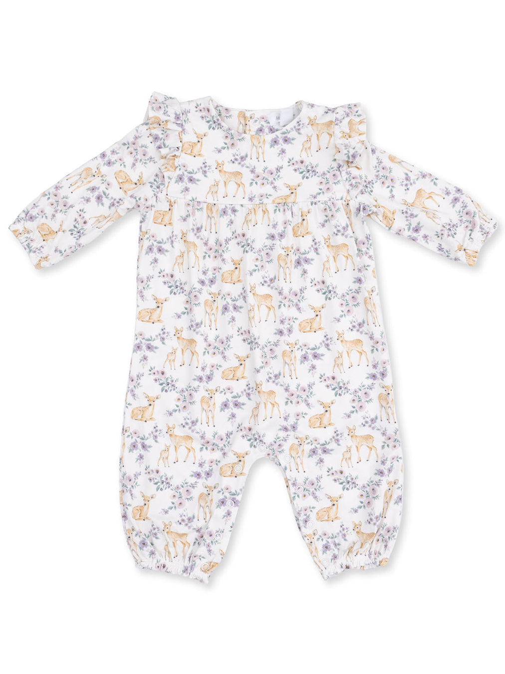 Ruffle Sleeve Romper, Floral Deer