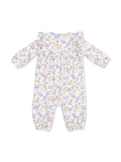 Ruffle Sleeve Romper, Floral Deer