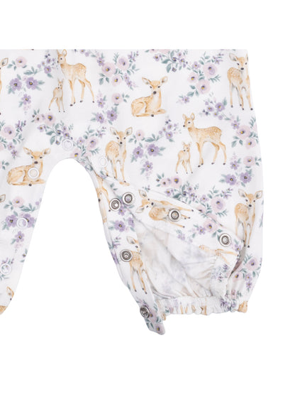 Ruffle Sleeve Romper, Floral Deer