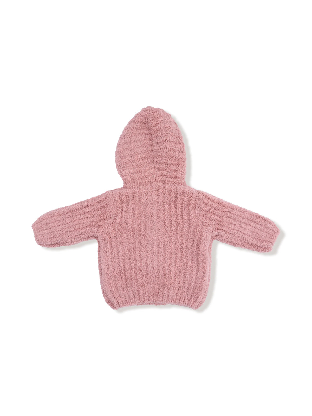 Chenille Hooded Jacket with Striped Texture, Rose