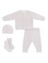 Chenille Button Down Cardigan 4-Piece Set, Natural