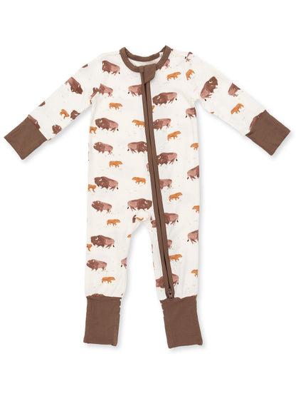 2-Way Zip Romper, American Buffalo