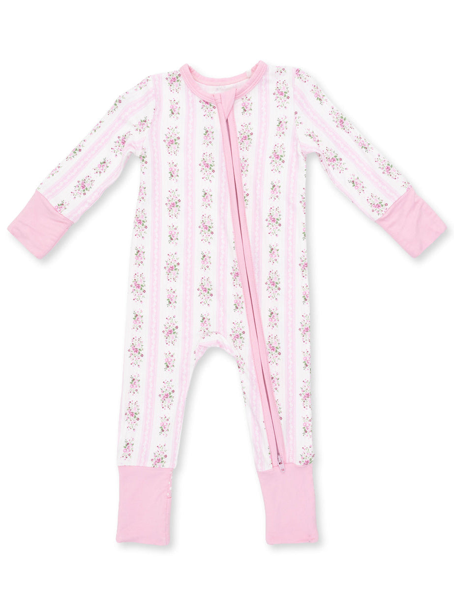 2-Way Zip Romper, Bella Rose Stripe