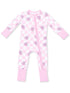 2-Way Zip Romper, Heart Tattoo Check Pink
