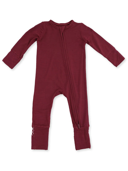 2-Way Zip Romper, Oxblood Red