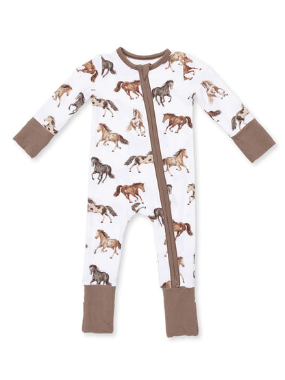 2-Way Zip Romper, Wild Horses