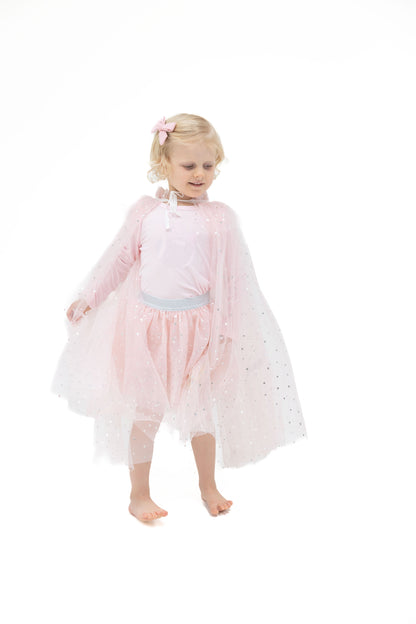 Tulle Play Cape, Velour Soft Pink