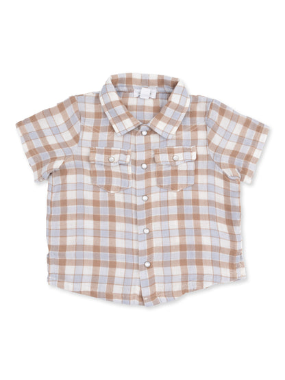 Short Sleeve Western Pearl Snap Shirt, Western Plaid