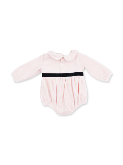 Velour Peter Pan Collar Bubble, Soft Pink