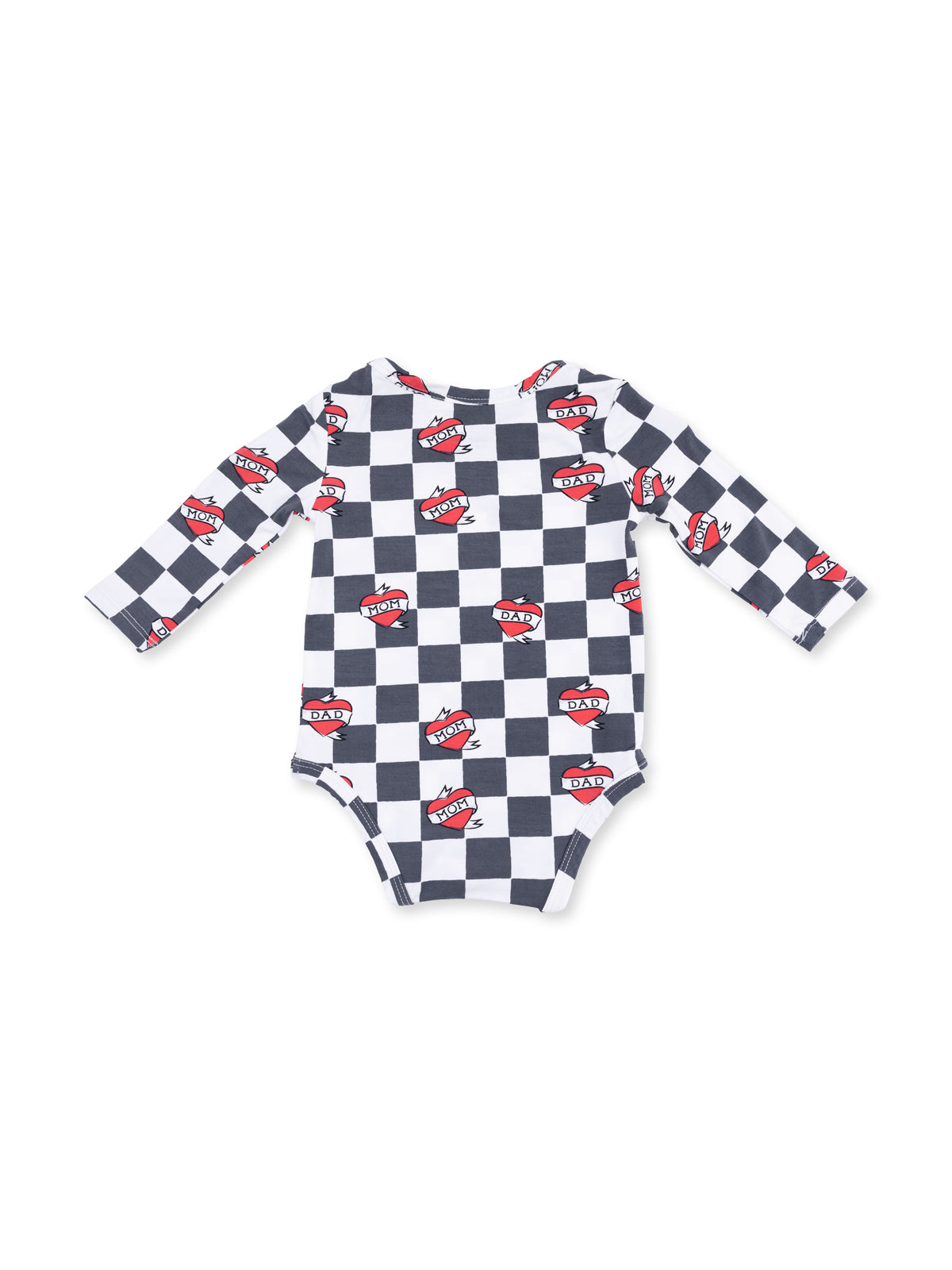 Long Sleeve Bodysuit, Heart Tattoo Check Black