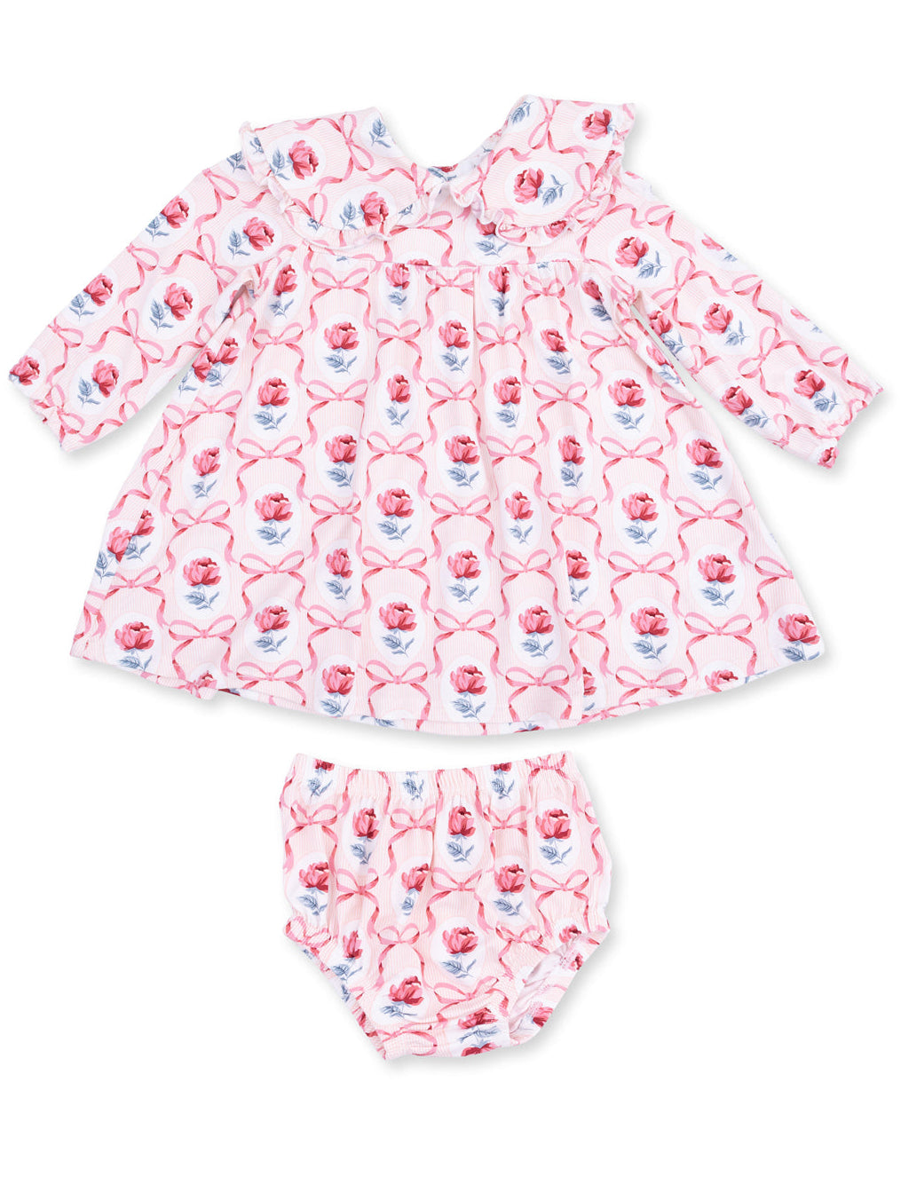 Sofia Dress with Oversize Collar & Bloomer, Leslie Rose