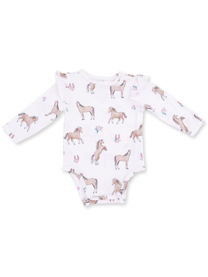 Ruffle Sleeve Bodysuit, I Love Horses
