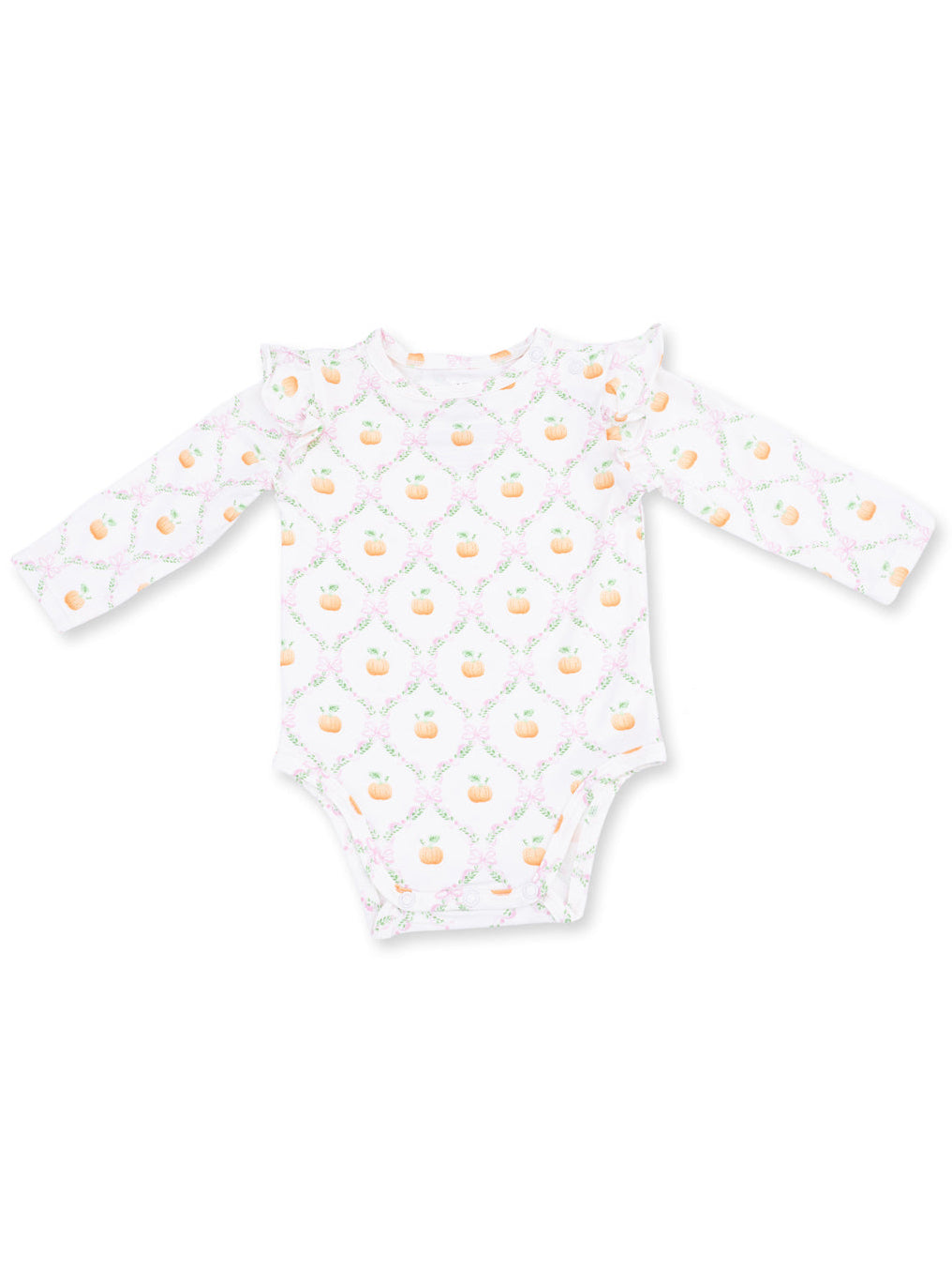 Ruffle Sleeve Bodysuit, Pretty Pumpkin Trellis