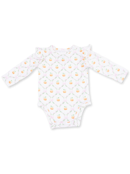 Ruffle Sleeve Bodysuit, Pretty Pumpkin Trellis