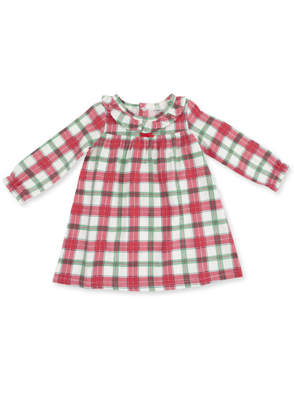 Bushed Twill Ruffle Collar Gown, Holiday Plaid