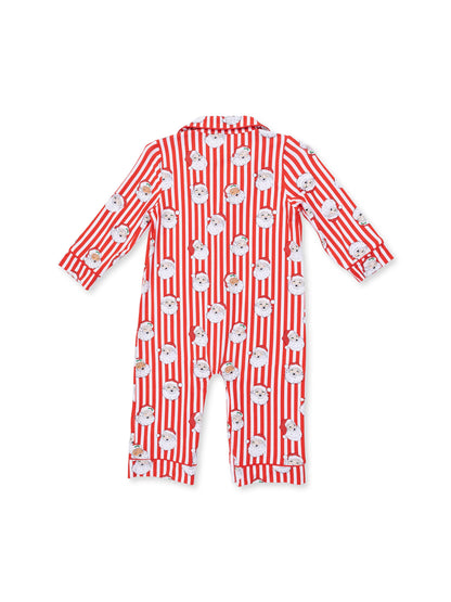 Coat Style Romper, Vintage Santa Stripe