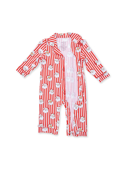 Coat Style Romper, Vintage Santa Stripe