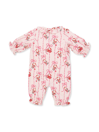 Knit Ruffle Collar Romper, Bows & Santa