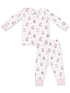 Long Sleeve Loungewear Set, Christmas Teddy Bears Pink