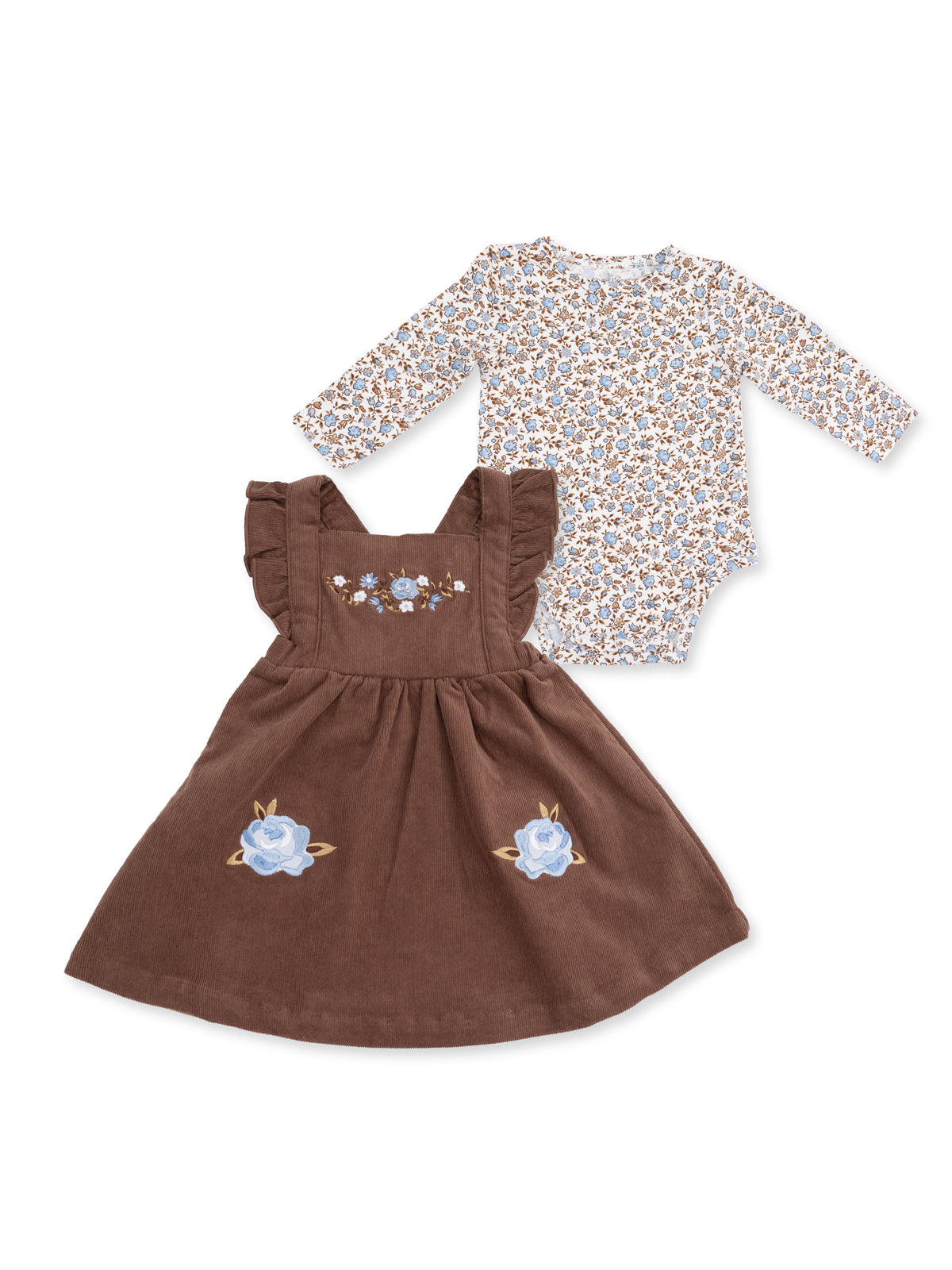 Pinafore Dress & Long Sleeve Bodysuit Set, Hazel Floral