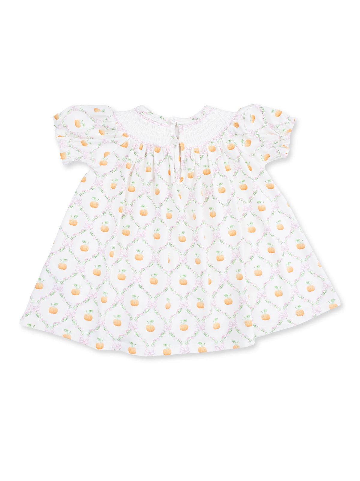 Jane Puff Sleeve Bishop Dress and Bloomer, Pretty Pumpkin Trellis