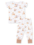 Short Sleeve Loungewear Set, Woodland Animals with Pumpkins