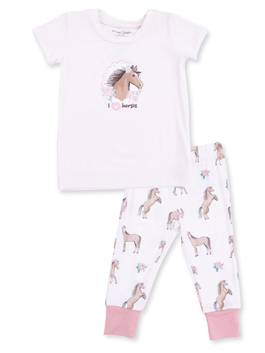 Short Sleeve Loungewear Set, I Love Horses