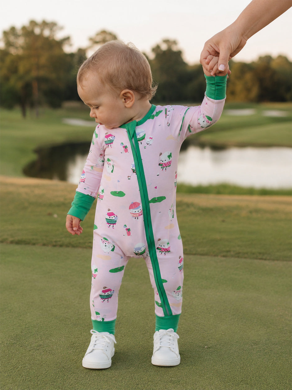 2-Way Zip Romper, Golf Pros Pink