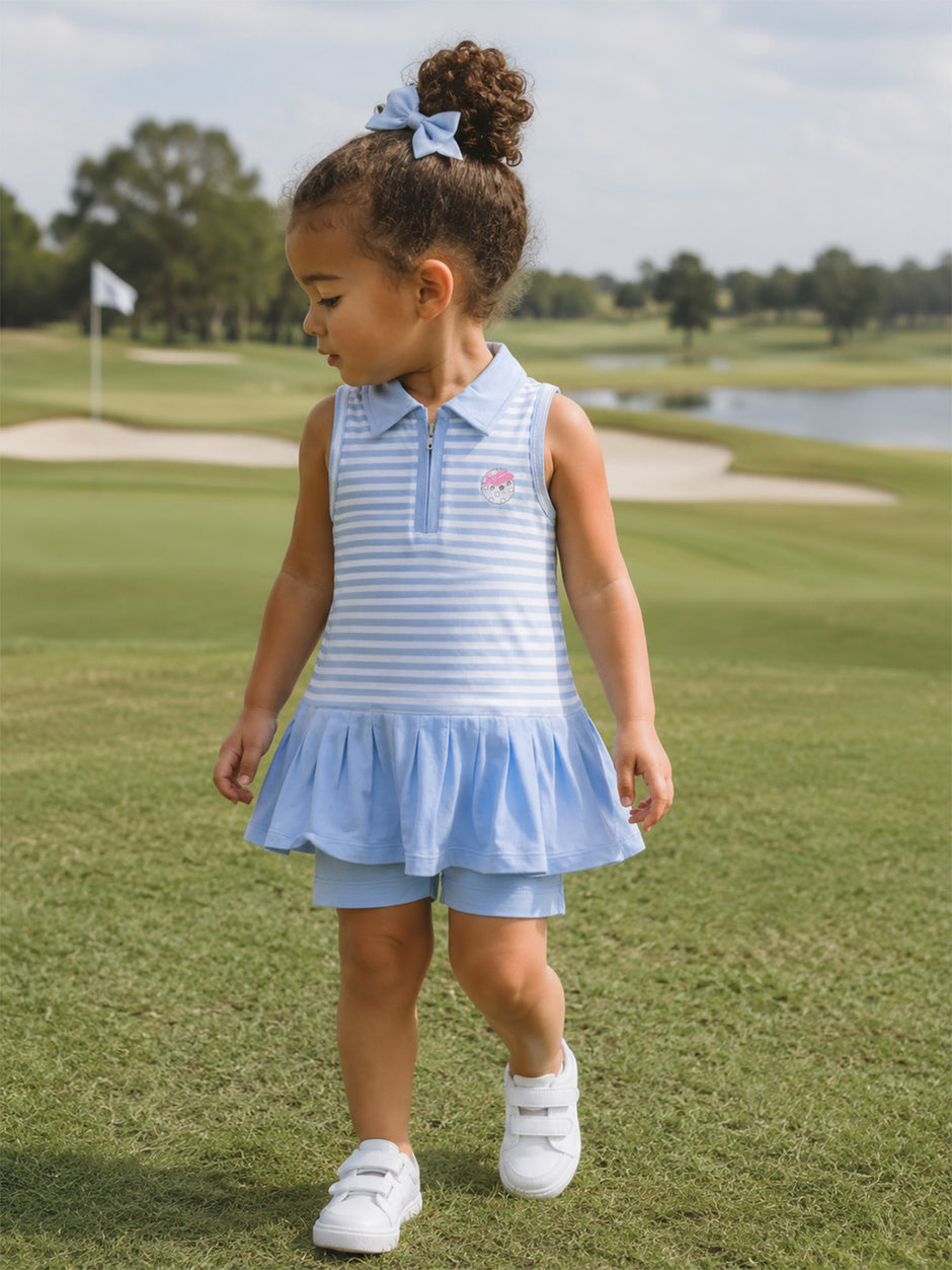 Polo Tennis Dress & Shorts Set, Striped Golf