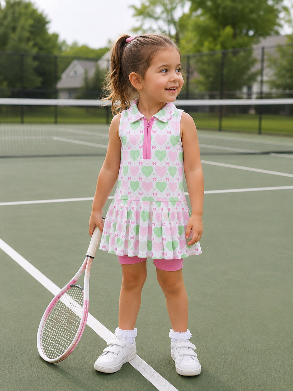 Polo Tennis Dress & Shorts Set, Heart Argyle