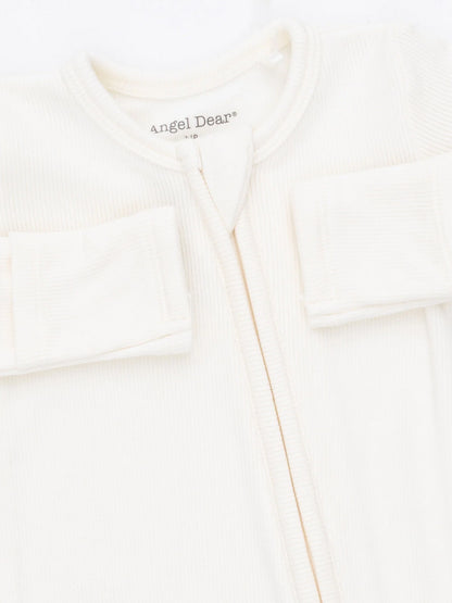 Ribbed 2-Way Zip Footie, Snow White