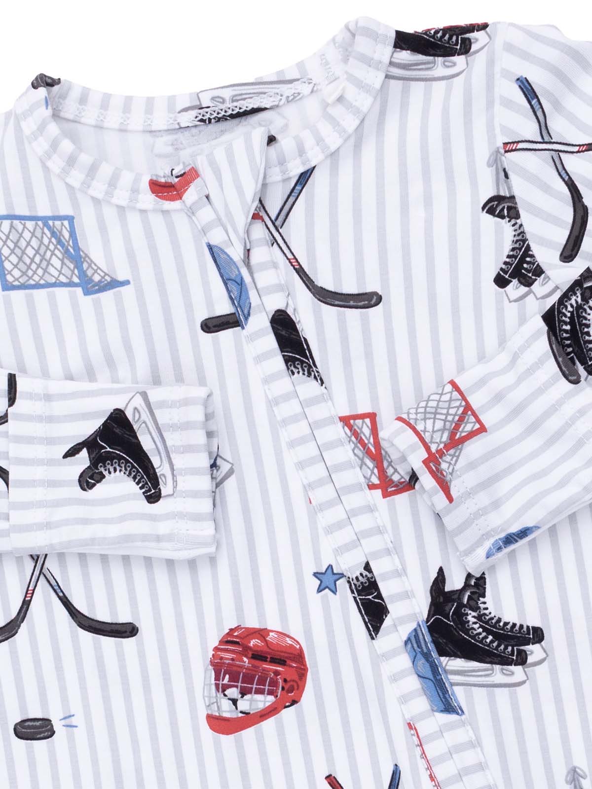 2-Way Zip Footie, Hockey Stripe
