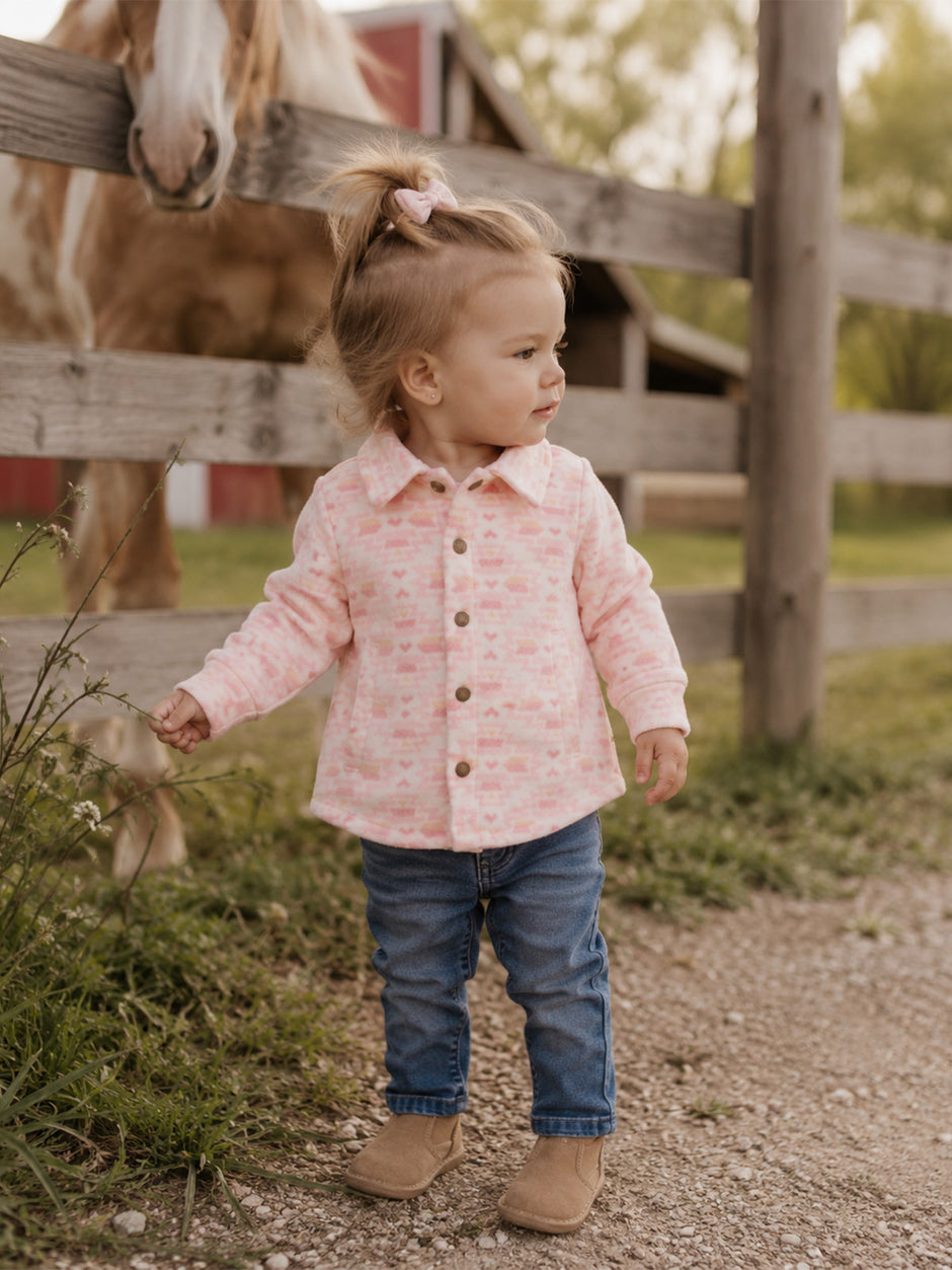 Fleece Shacket, Southwest Pink