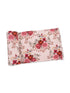 Floral patterned fabric featuring pink and burgundy flowers on a light pink background.