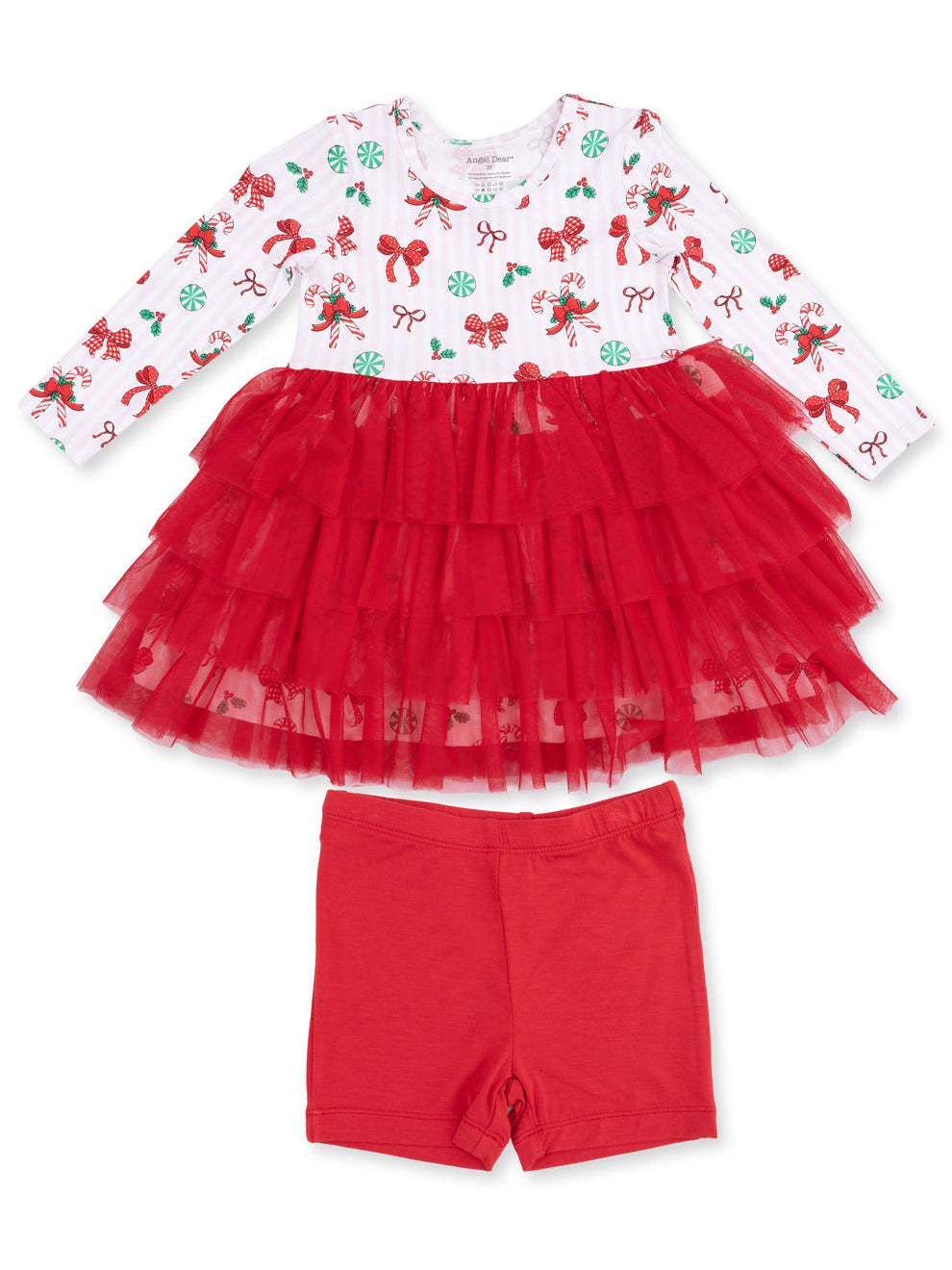 Twirly Tutu Dress & Cartwheel Short, Bows & Candy Canes