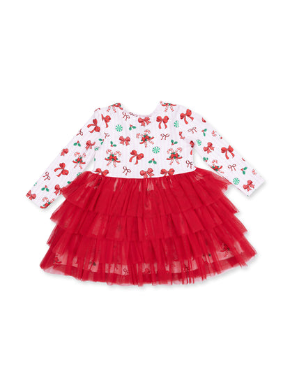 Twirly Tutu Dress & Cartwheel Short, Bows & Candy Canes