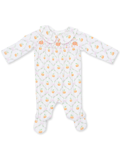 Smocked Peter Pan Snap Footie, Pretty Pumpkin Trellis