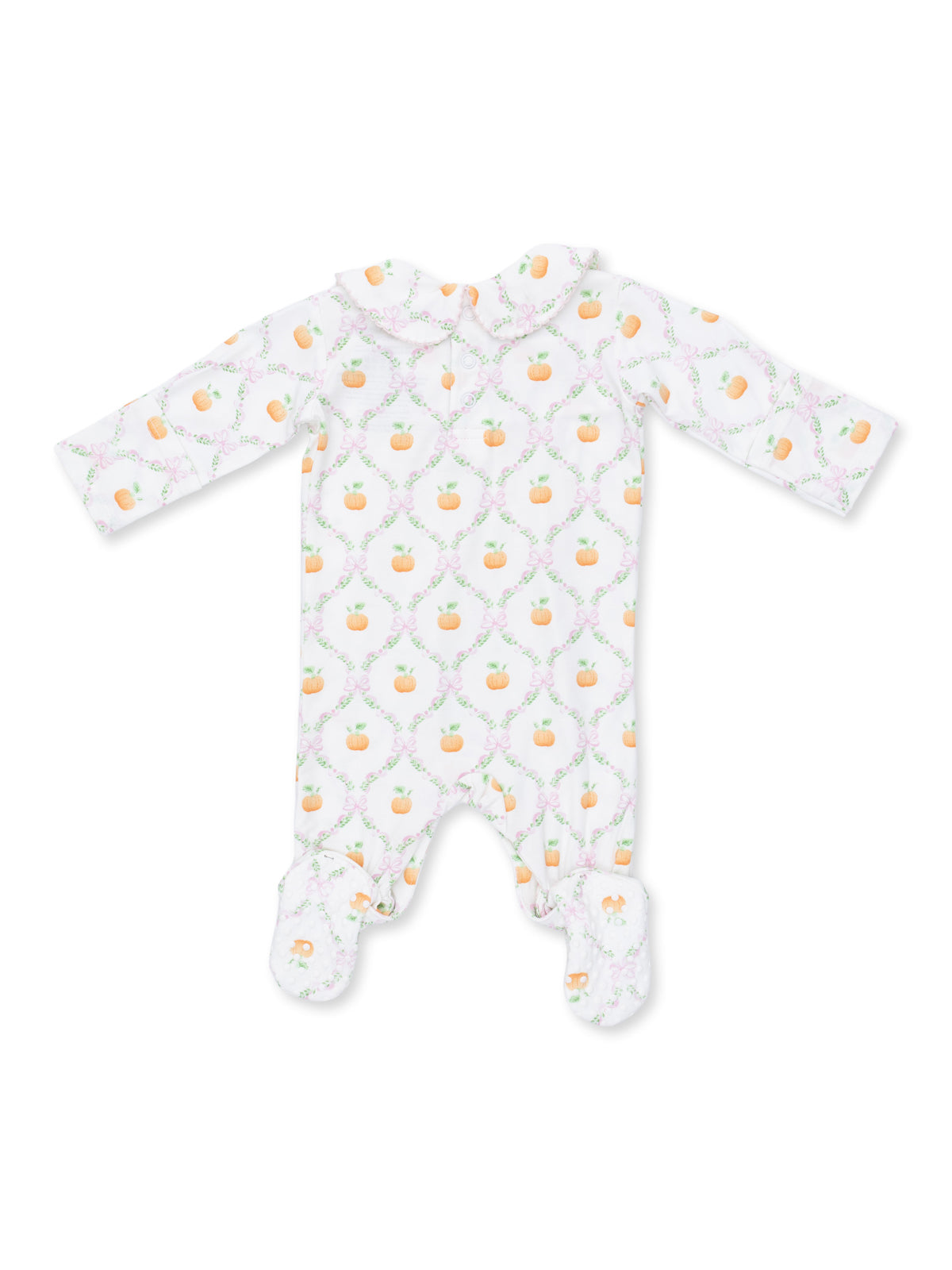 Smocked Peter Pan Snap Footie, Pretty Pumpkin Trellis