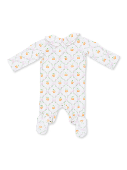 Smocked Peter Pan Snap Footie, Pretty Pumpkin Trellis
