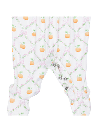 Smocked Peter Pan Snap Footie, Pretty Pumpkin Trellis