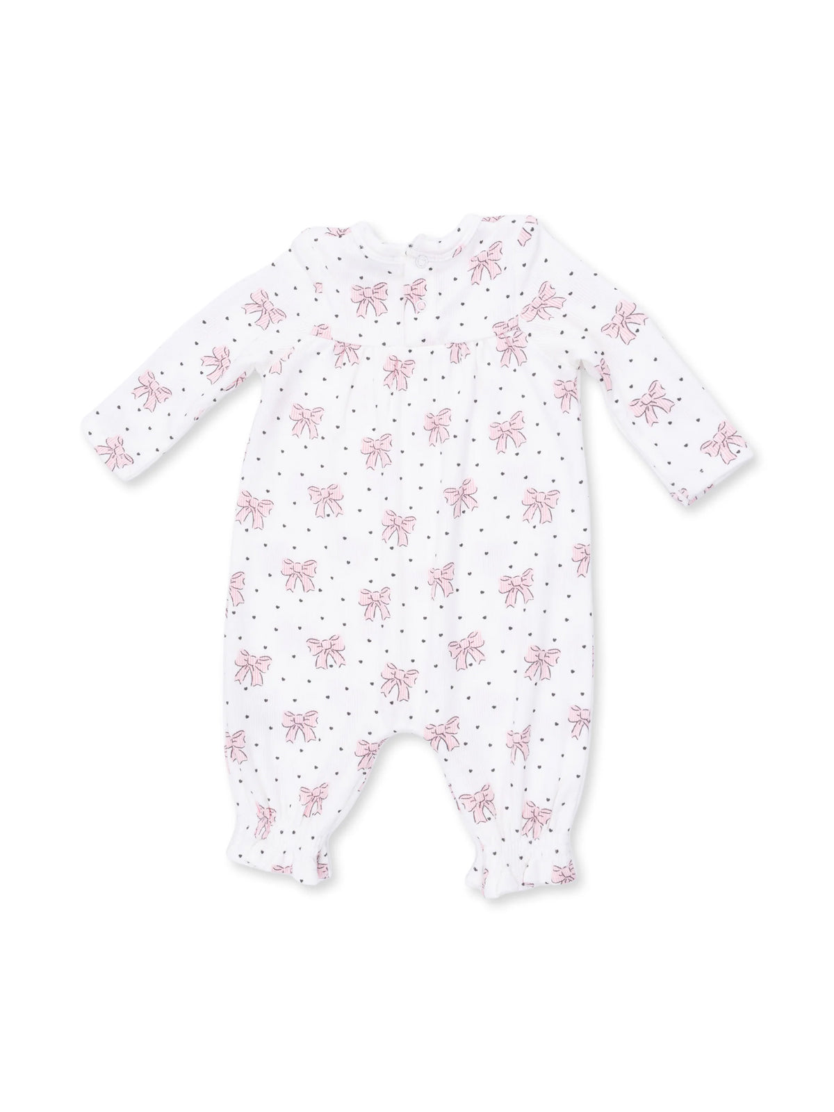 Ribbed Cuff Sleeve Romper, Bows and Hearts