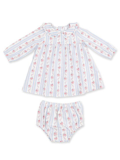 Peter Pan Collar Dress & Bloomer, Anna Floral Stripe