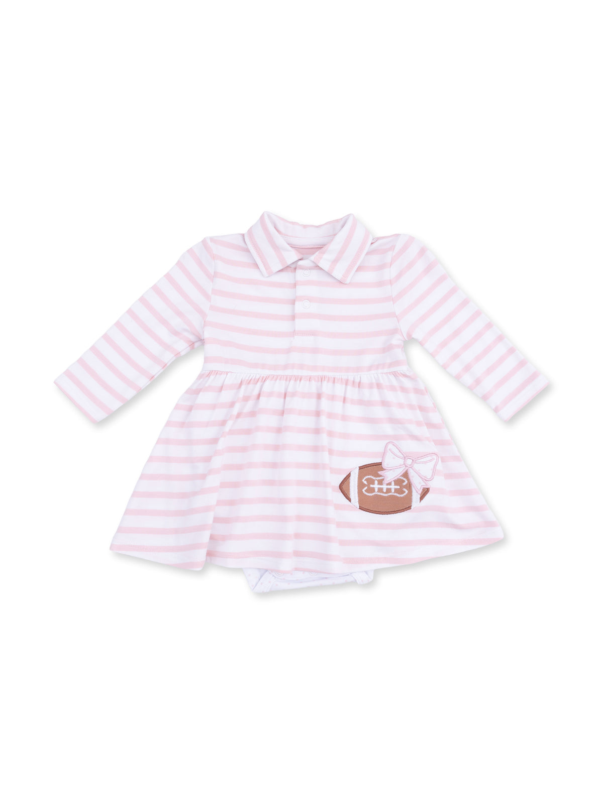 Long Sleeve Tennis Bodysuit Dress, Football Dot and Stripe