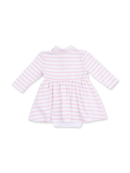Long Sleeve Tennis Bodysuit Dress, Football Dot and Stripe