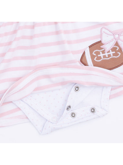 Long Sleeve Tennis Bodysuit Dress, Football Dot and Stripe