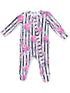 2-Way Zip Ruffle Footie, Cabbage Rose Stripe