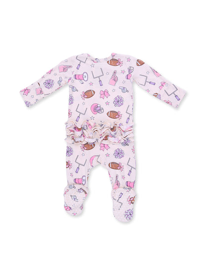 2-Way Zip Ruffle Footie, Football Cheer